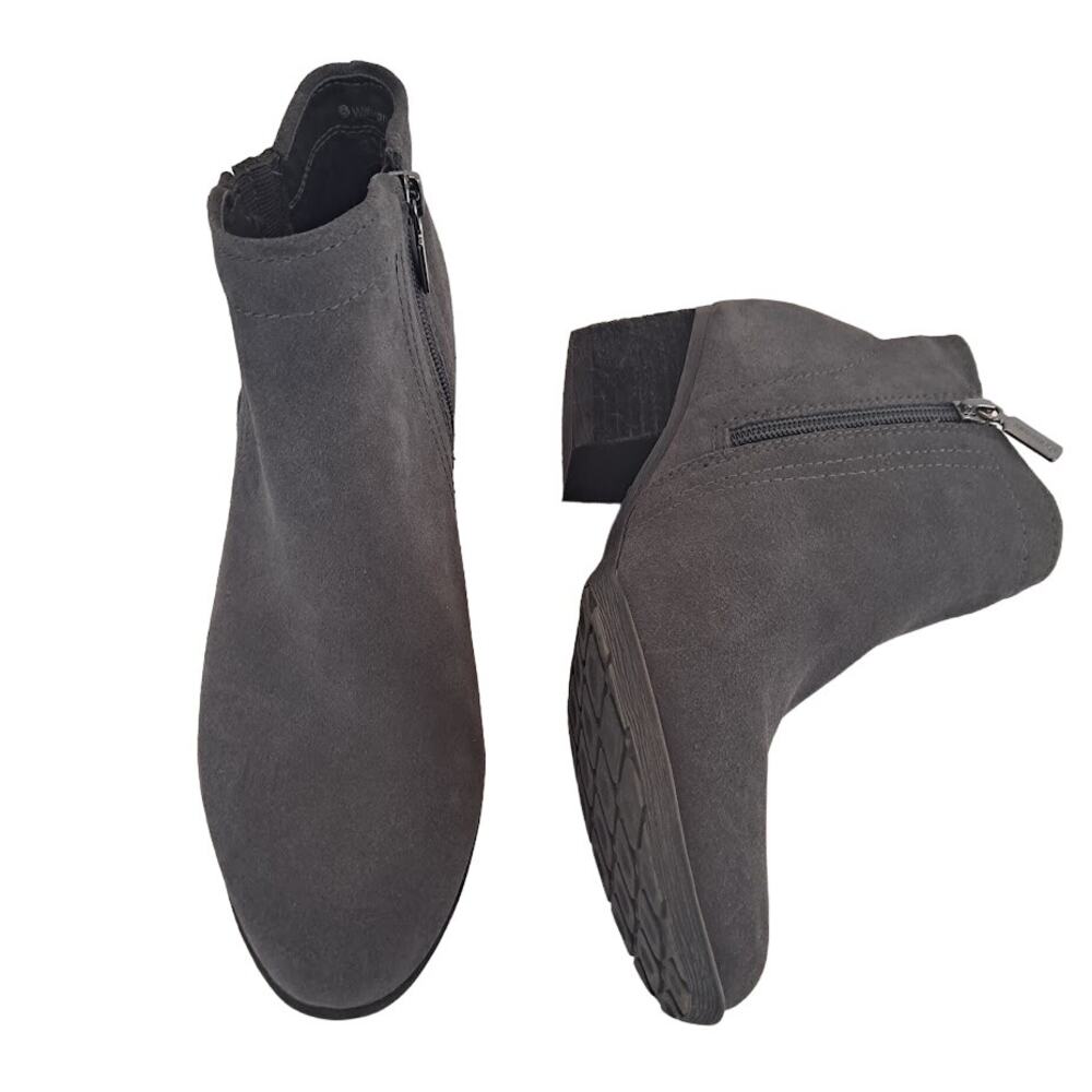 Blondo Ankle Boots Womens 7.5 Waterproof Gray Suede 2" Western Heel Side Zip